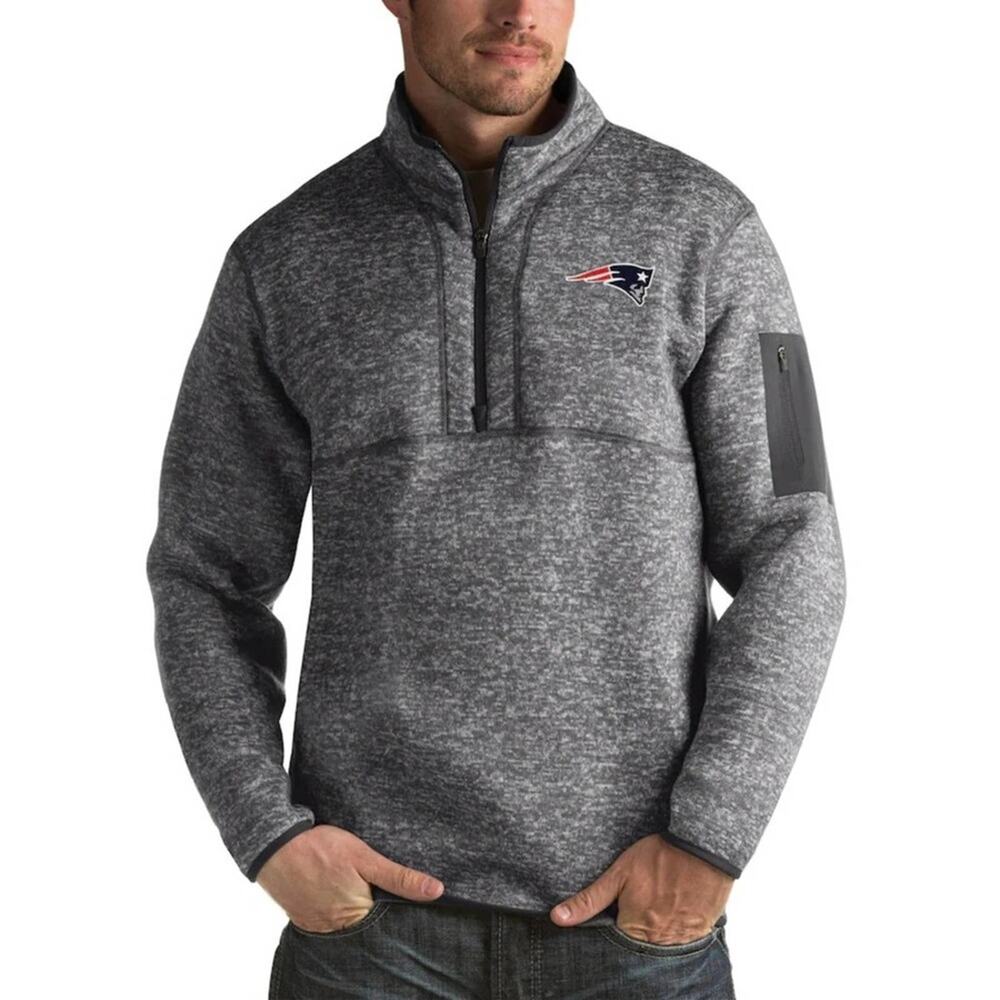 NWT New England Patriots Antigua Heather Quarter-Zip Pullover Jacket